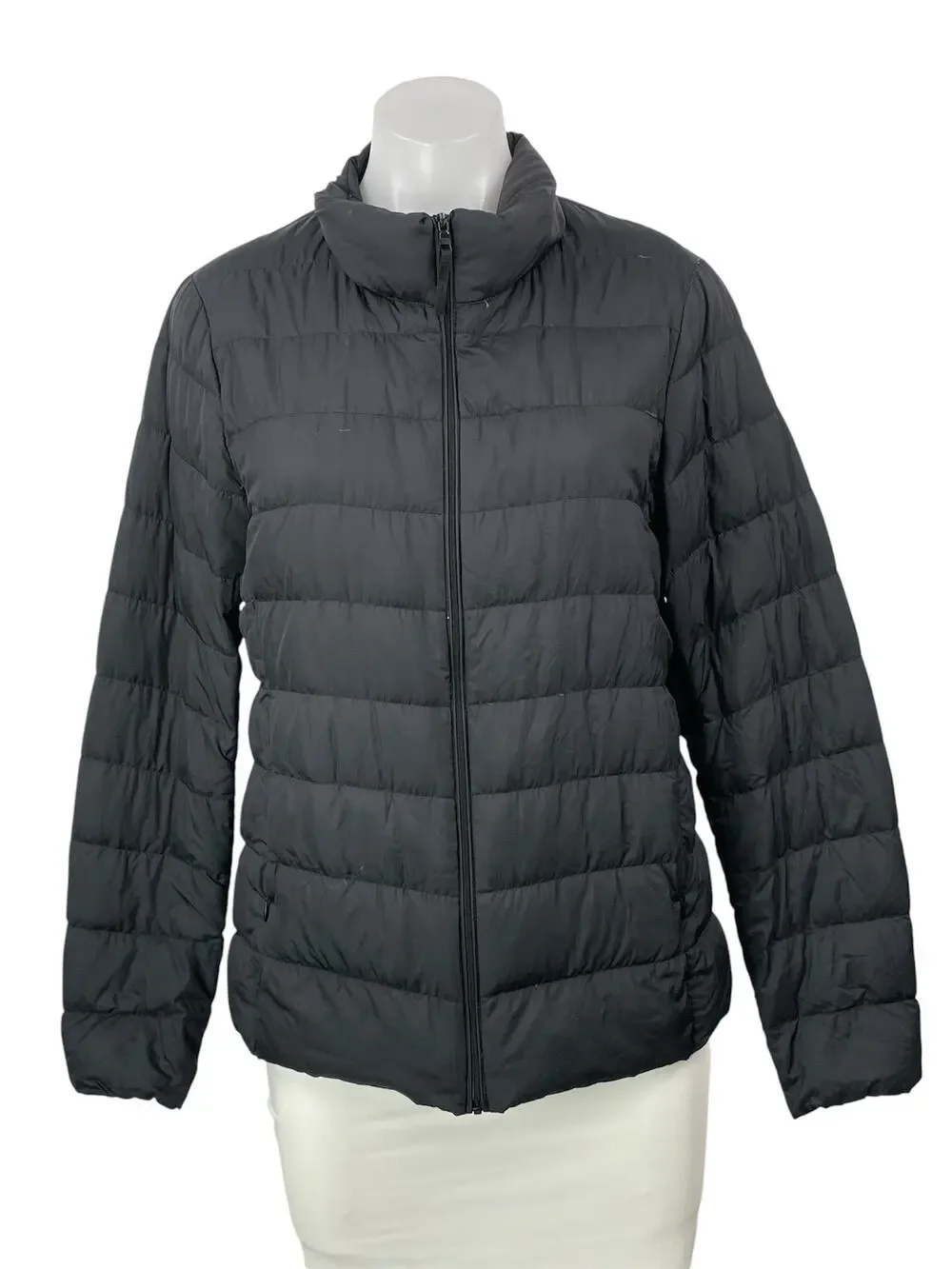 Uniqlo Black Long Sleeves Quilted Ultra Light Down Puffer Coat Jacket Size M